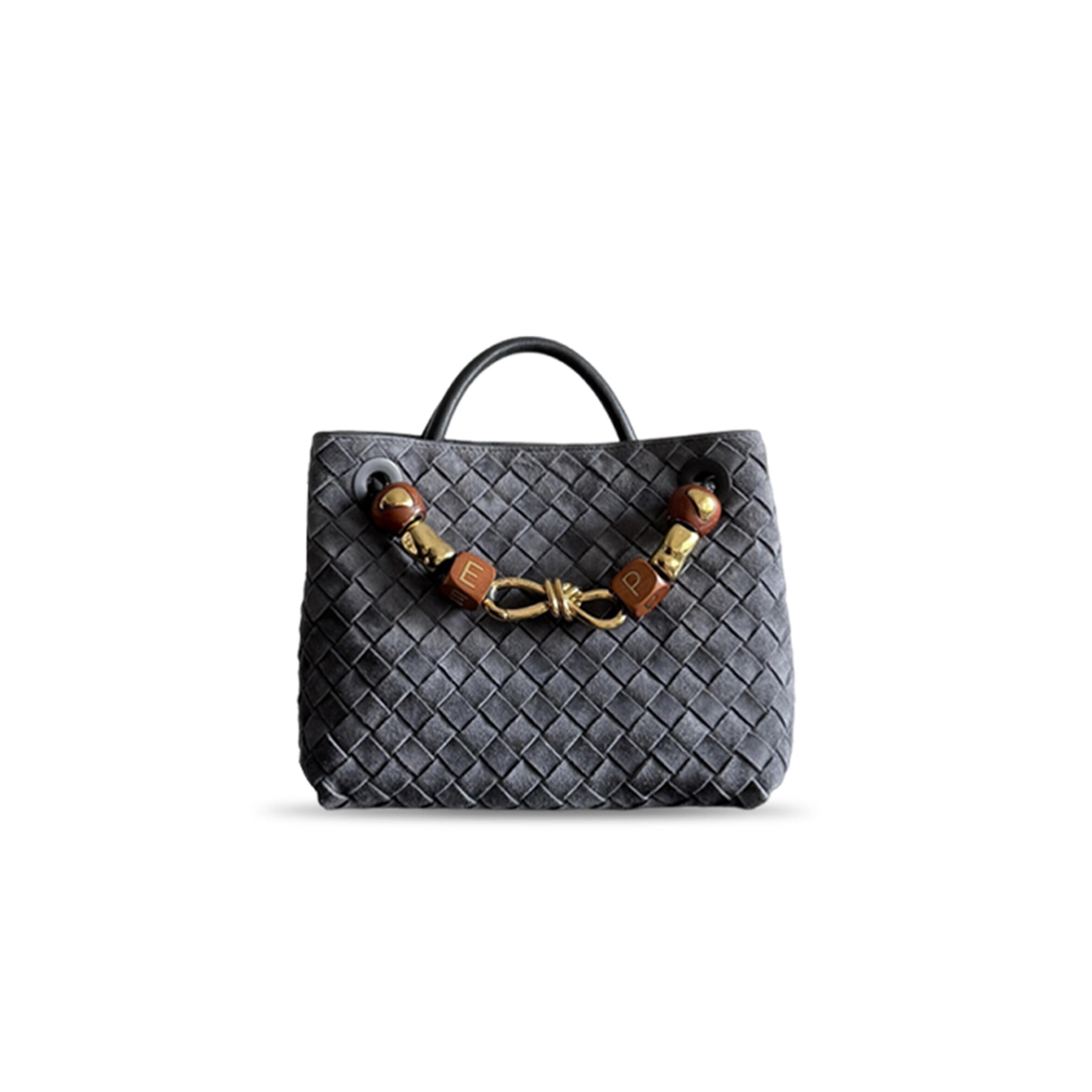 BOTTEGA VENETA ANDIAMO SMALL SUEDE TOTE IN GRAPHITE GRAY BAG 743568 (25*22*10.5cm)